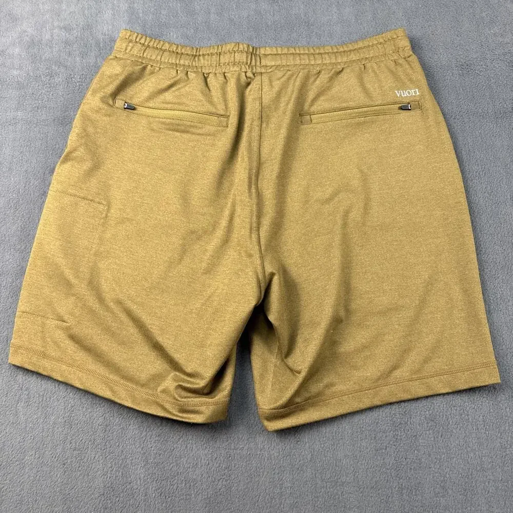 Vuori Shorts Mens Médium Brown 7 Inch Athletic Drawstring Zip Pockets Style V381